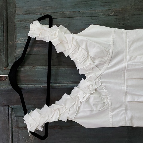 BCBGMaxAzria Kerry Coral Reef Ruffle V-Neck Mini Dress, Size 4 - Picture 6 of 11